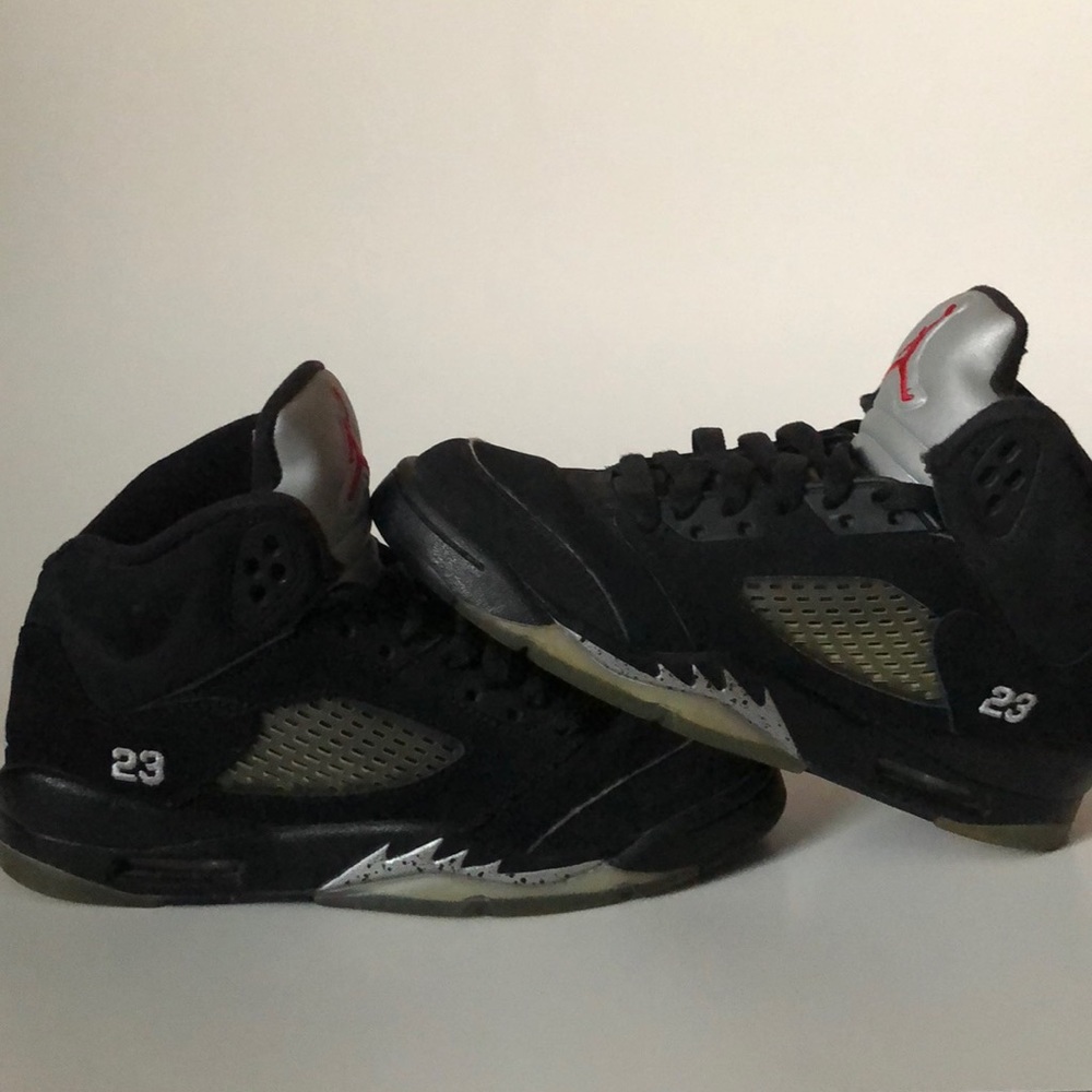 Black and grey Jordan 5’s